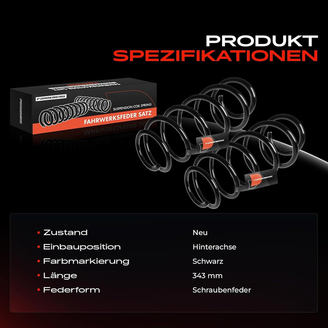 Frankberg 2x Federn Fahrwerksfeder Hinterachse Kompatibel mit W169 A150 A160 A170 A180 A200 2004-201
