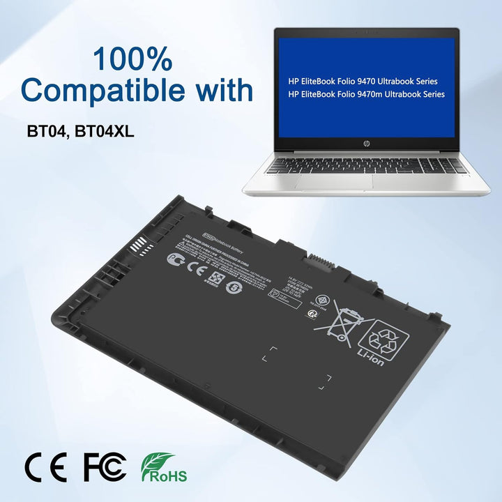 Exmate Laptop Akku BT04XL BA06 für HP EliteBook Folio 9470 9470M 9480M BT04 BA06XL HSTNN-IB3Z HSTNN-
