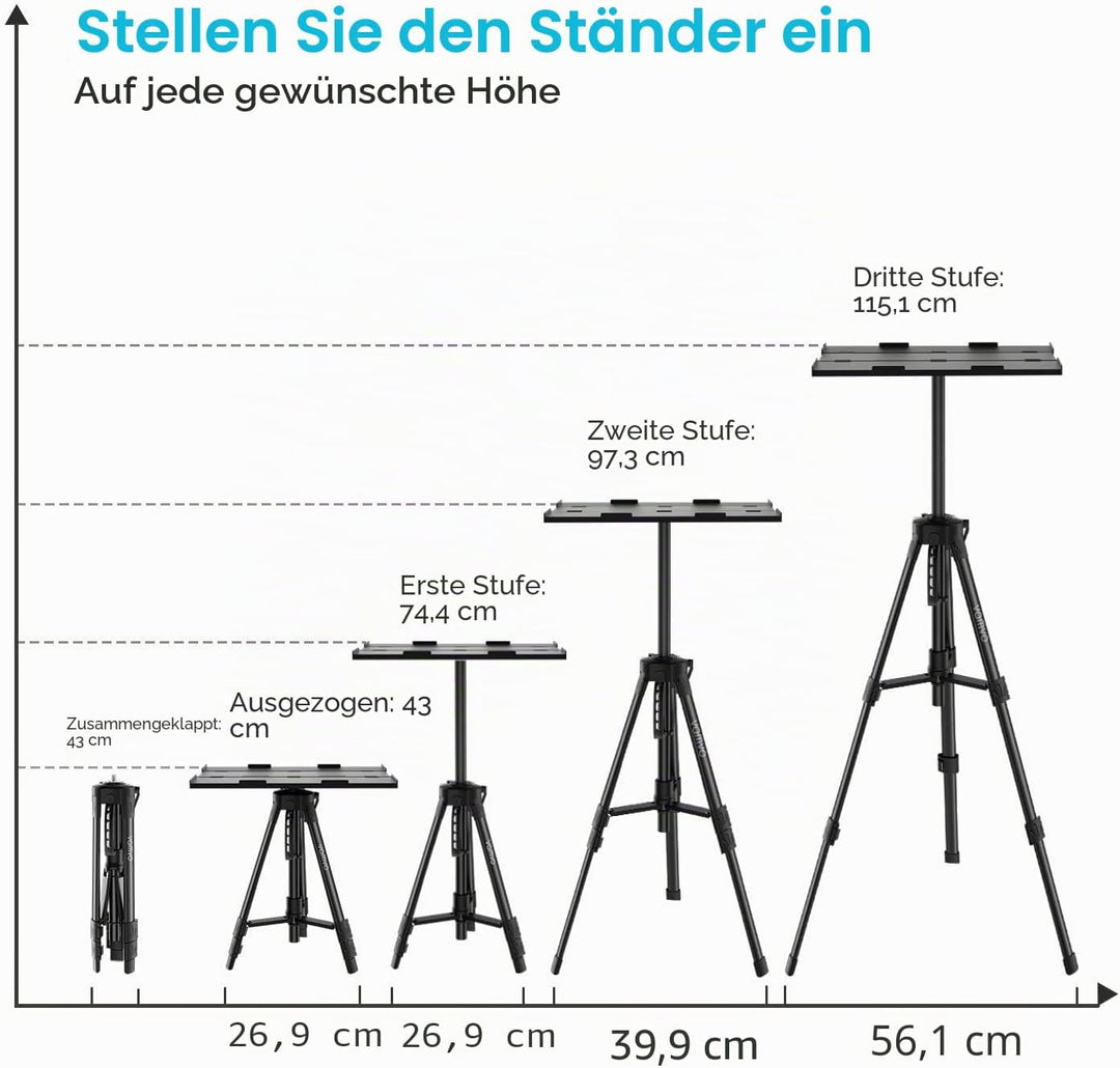 Vamvo Beamer Ständer, Beamer Stativ Projektorständer, Tragbarer Verstellbarer Laptop-ständer, Bodens