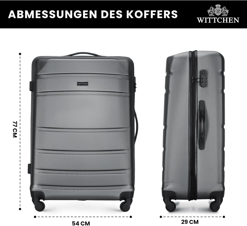 WITTCHEN Grosser Koffer Trolley Koffer Reisekoffer aus ABS Hartschalen Trolley 4 Rollen Kombinations