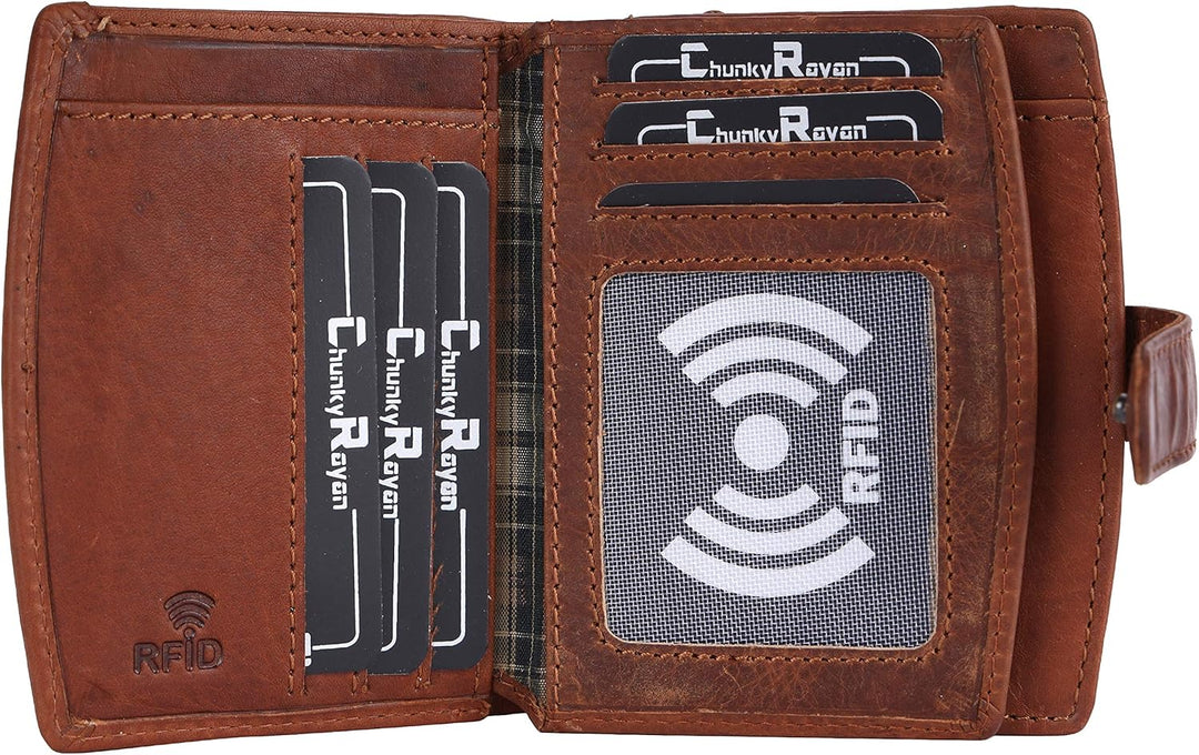 Chunkyrayan Echtleder Damen Geldbörse Hochwertig Vintage RFID Schutz inklusive Leder Schlüsselanhäng