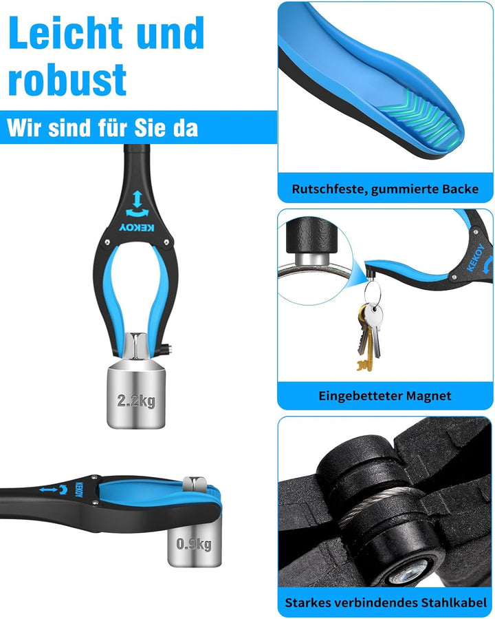 Kekoy Greifzange für Senioren 101cm Aluminium Müllzange, Faltbare Greifer für Senioren, Drehbar Müll