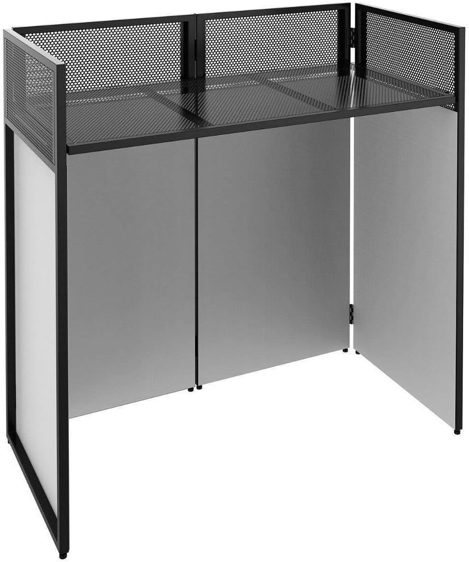 Vonyx DB4 Pro - DJ Tisch, faltbares DJ Pult mobil und klappbar, DJ Booth mit weisser und schwarzer V