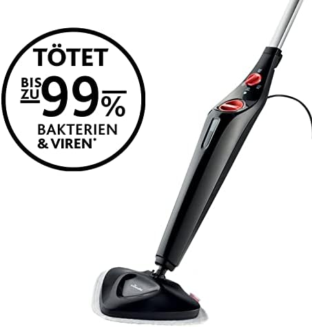 Vileda Steam PLUS Dampfreiniger mit Microfaser-Bezug und PowerPad, hygienische Bodenreinigung, entfe