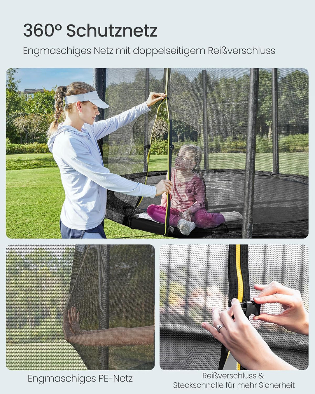 SONGMICS Trampolin Outdoor Ø 183/244/305/366/427 cm, rundes Gartentrampolin Kindertrampolin mit Rand