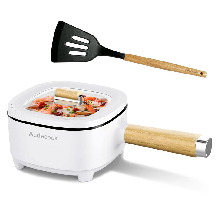 Audecook Hot Pot Elektrisch 2L, Elektrische Pfanne mit Antihaft-Keramikglasur, 20 cm, Tragbarer Mult
