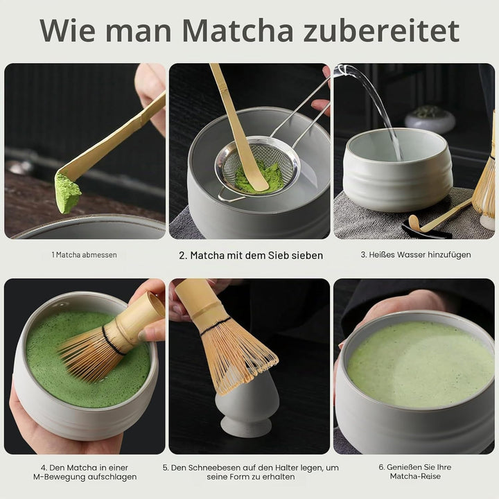 7PCS Matcha Kit Japanische Zeremonie, Bambuslöffel, Bambusschaufel, Peitschenhalter, Matcha-Set für