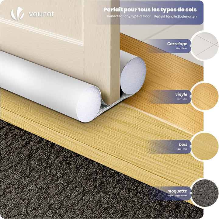 VOUNOT® 4er Set Zugluftstopper für Türen, Türdichtung unten mit Doppeldichtung, zuschneidbare Türbod