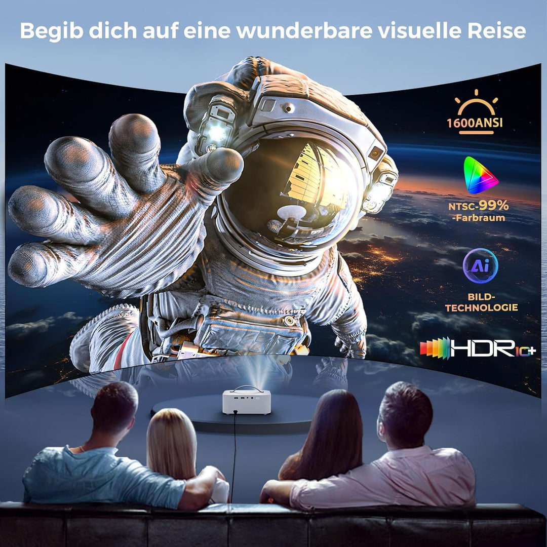 Beamer Passend für Netflix Dolby Audio|1600ANSI Lisowod HDR10 Mini Beamer 4K Heimkino mit eARC CEC |