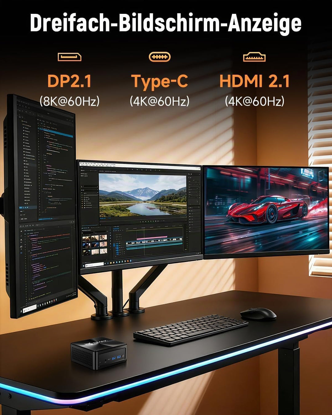 BMAX Mini PC AMD Ryzen 7 8745HS (bis 4,9 GHz), Radeon 780M Grafik, 16GB DDR5, 512GB PCIe 4.0 SSD 【Au