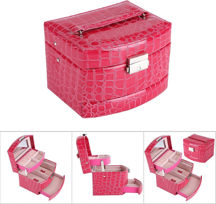 3 Schichten Schmuck Halskette Ring Aufbewahrungsbox Fall Veranstalter mit Moderner Schnallenverschlu