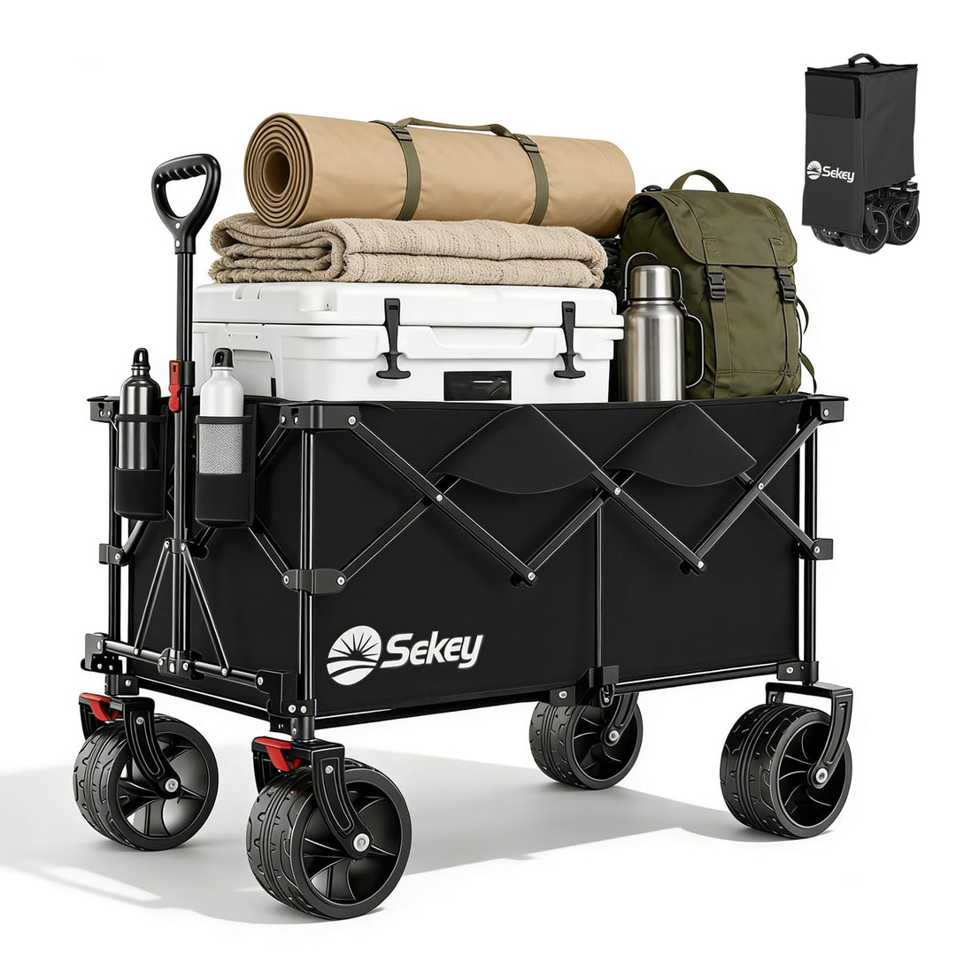 Sekey XXL Plus Bollerwagen Faltbar 200L 200KG Belastbar, Faltbollerwagen mit Extra Breite 17x10 cm A