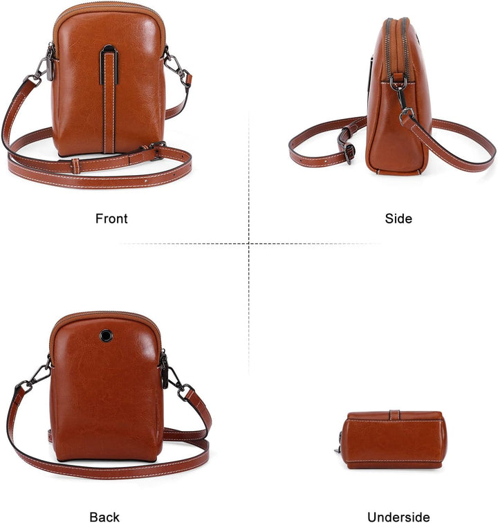 HUA ANGEL UmhäNgetasche Handy Mit GeldböRse Echtleder Leicht Kleine Handtasche Mini Schultertasche B