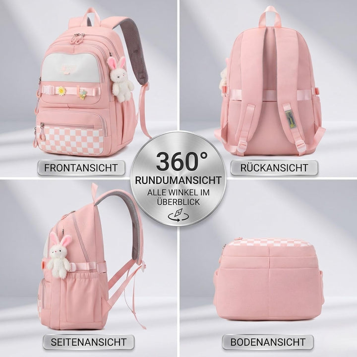 JANSBEN Schulrucksack Mädchen Teenager Aesthetic Rucksack Schule Reissfestes Daypack mit Anti-Diebst