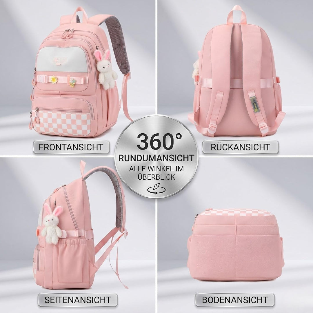 JANSBEN Schulrucksack Mädchen Teenager Aesthetic Rucksack Schule Reissfestes Daypack mit Anti-Diebst