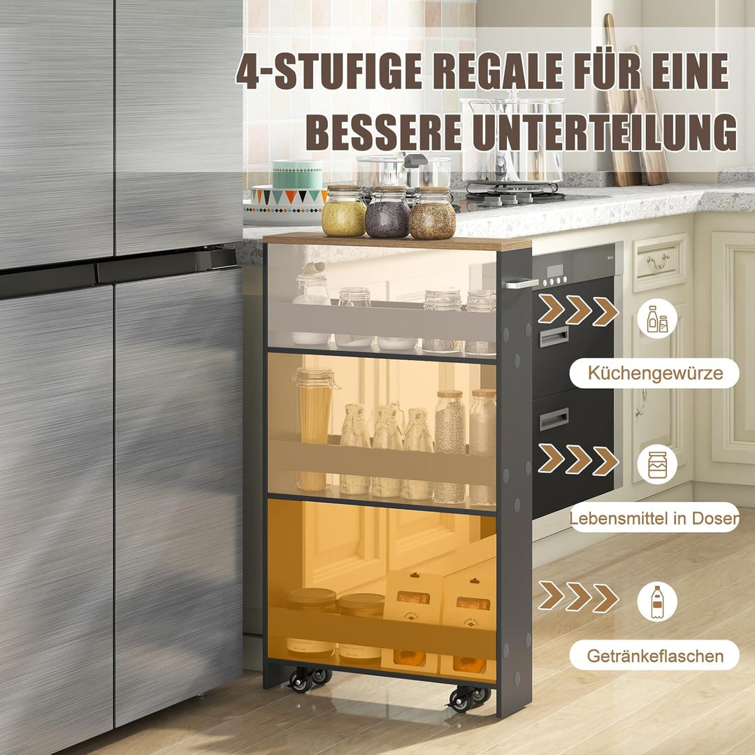 GIANTEX Nischenregal 13cm breit, Küchenregal Küchenschrank Küchenwagen schmal, Nischenschrank Nische