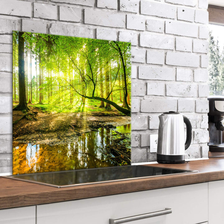 murando Spritzschutz Glas für Küche 60x60 cm Küchenrückwand Küchenspritzschutz Fliesenschutz Glasbil