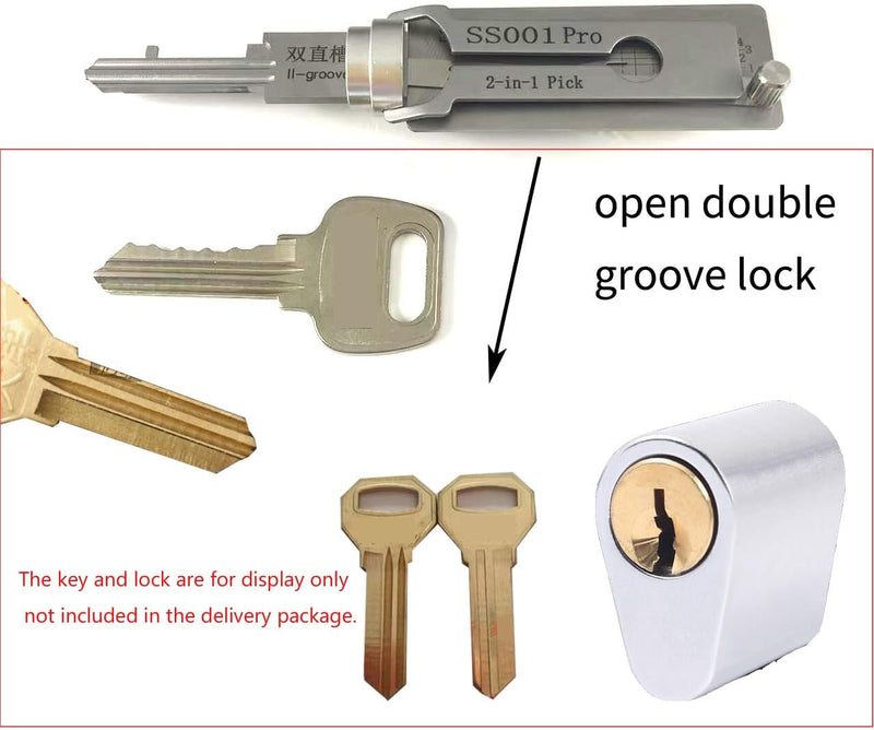 SS001 Tools Dietrich-Werkzeug für Doppel-Rillen-Türschloss, Pro 2-in-1 Decoder und Pick-Werkzeuge, S