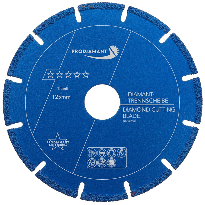 PRODIAMANT Metall Multicut Trennscheibe Titanit 125 mm x 22,2 mm für Winkelschleifer trennt Metall,