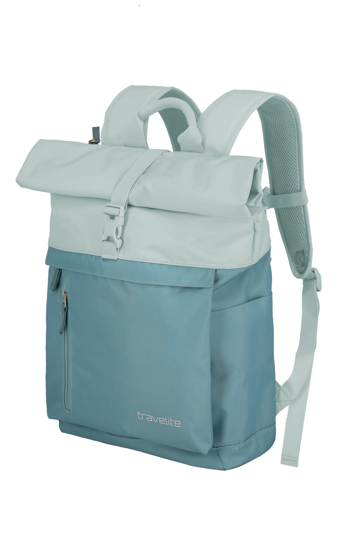 Travelite Handgepäck Rucksack, Laptop Rucksack 15,6 Zoll, BASICS, Reiserucksack Rolltop Funktion, 60