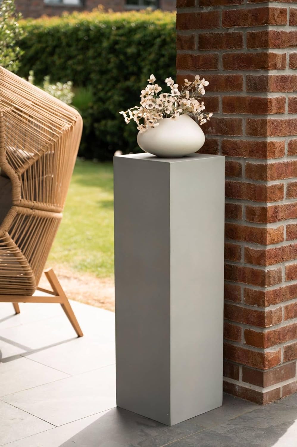 VIVANNO Podest Deko-Säule Stele Blumenständer Fiberglas Betonoptik Grau 30x30x100 30x30x100 cm Beton
