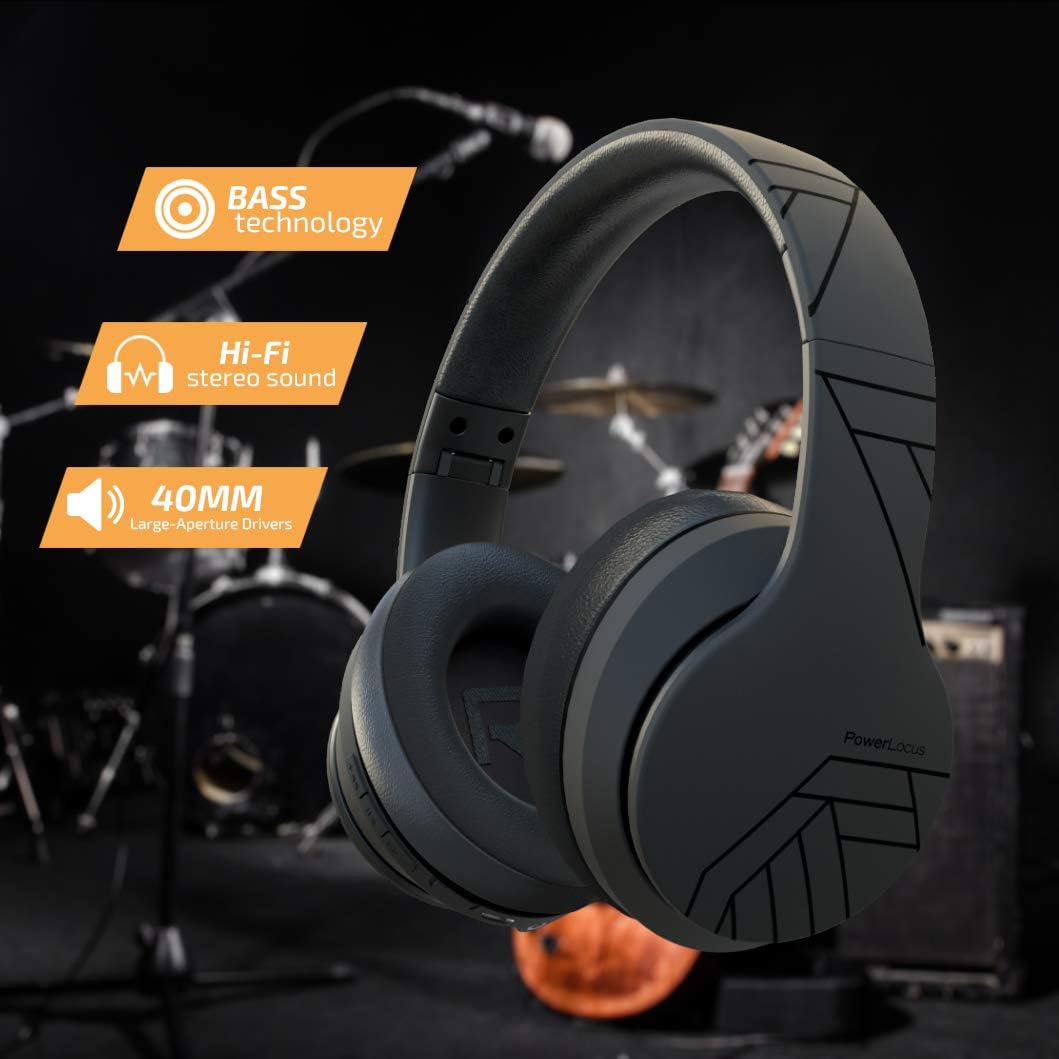 PowerLocus P6 Bluetooth Kopfhörer Over Ear, Over Ear Kopfhörer Kabellos mit Super Bass, 40Std. Spiel
