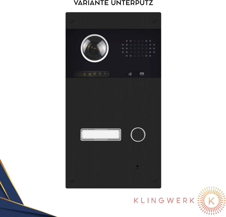 KLINGWERK IC1 Video Türsprechanlage, 2-Draht Technik, Unterputz, 170° Weitwinkel Kamera mit 7 Zoll T