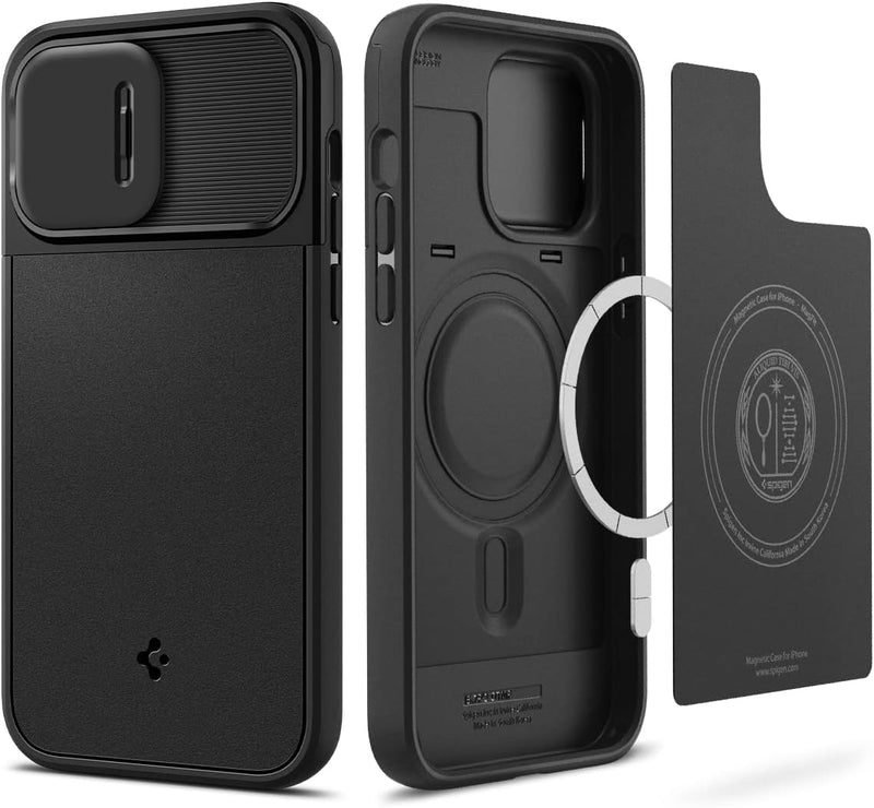 Spigen Optik Armor MagFit Hülle Kompatibel mit iPhone 14 Pro Max -Schwarz, Schwarz