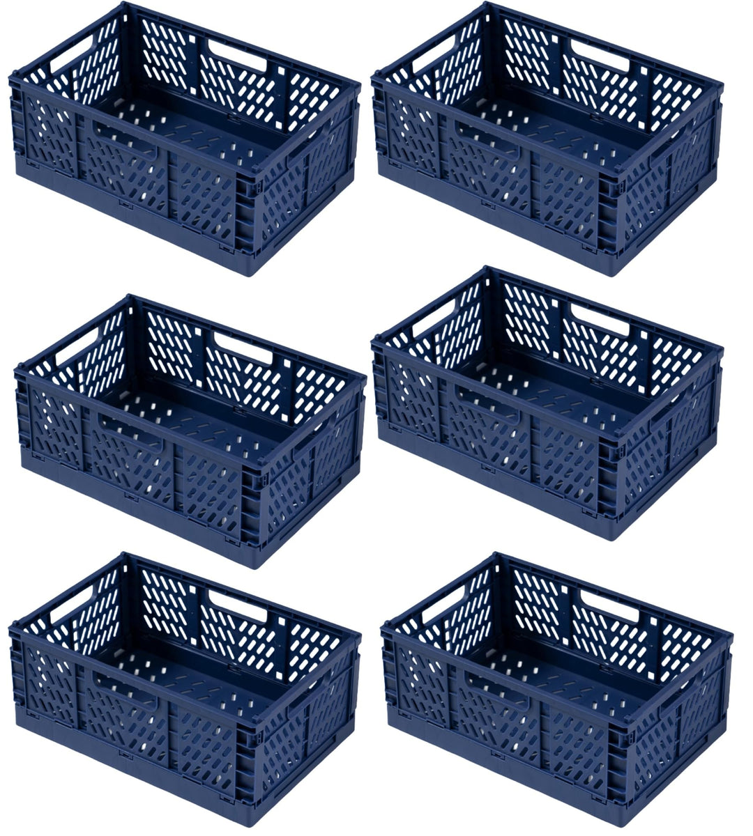 6 Stück Klappbox 43×29×17cm Blau,Klappkiste Körbe Aufbewahrung Zusammenklappbarer Tragbar Aufbewahru