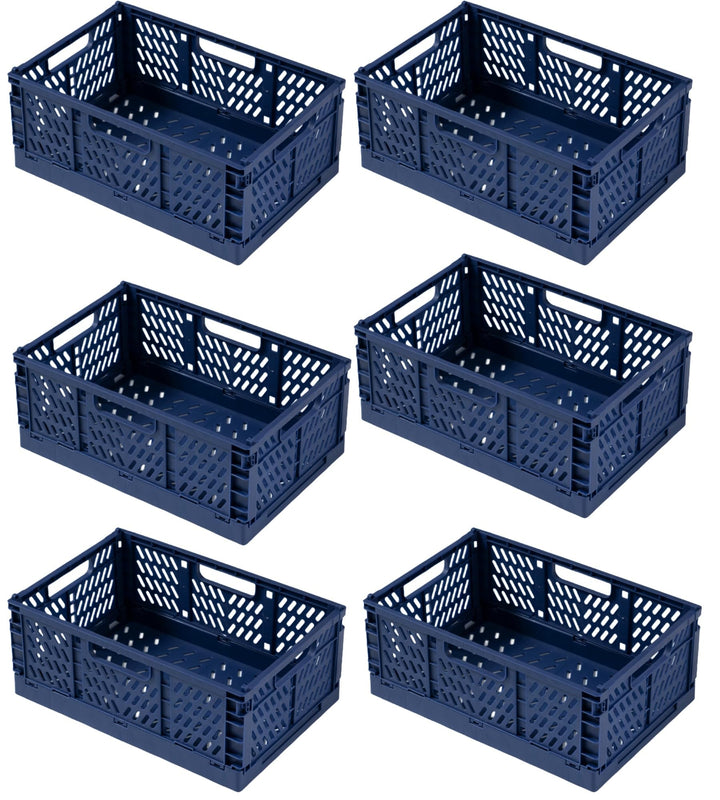 6 Stück Klappbox 43×29×17cm Blau,Klappkiste Körbe Aufbewahrung Zusammenklappbarer Tragbar Aufbewahru