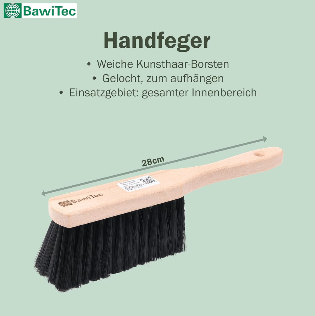BawiTec XXL Zimmerbesen Set mit Stiel Kehrgarnitur Kehrset Saalbesen Kunsthaar Besen Holzstiel Kehrb