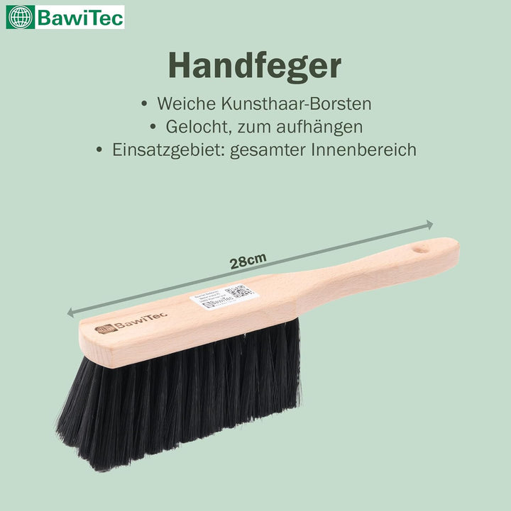 BawiTec XXL Zimmerbesen Set mit Stiel Kehrgarnitur Kehrset Saalbesen Kunsthaar Besen Holzstiel Kehrb