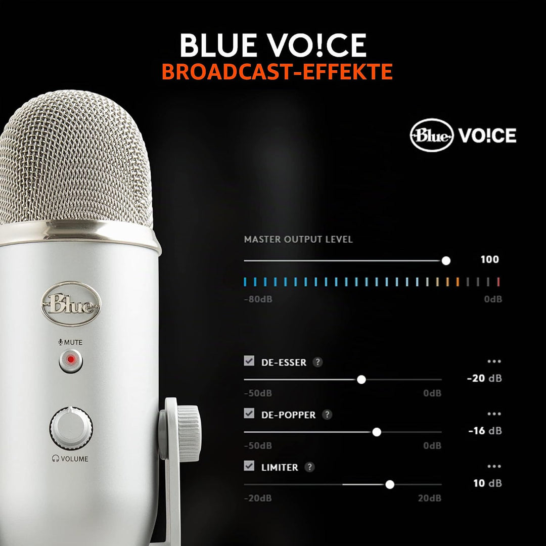 Blue Microphones Yeti Professionelles USB-Mikrofon für Aufnahmen, Streaming, Podcasting, Broadcastin