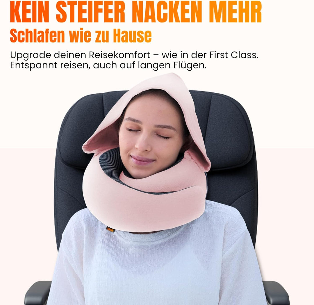 Hooded Pro Nackenkissen Flugzeug, Reisekissen aus Memory-Schaum mit Kapuze für Flugzeug, Reise &amp; Aut