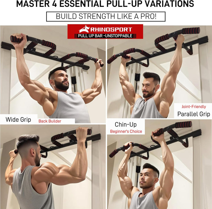 Klimmzugstange für Türrahmen – Pull Up Bar Doorway mit Multigriff-Positionen Griffen – Ohne Bohren,
