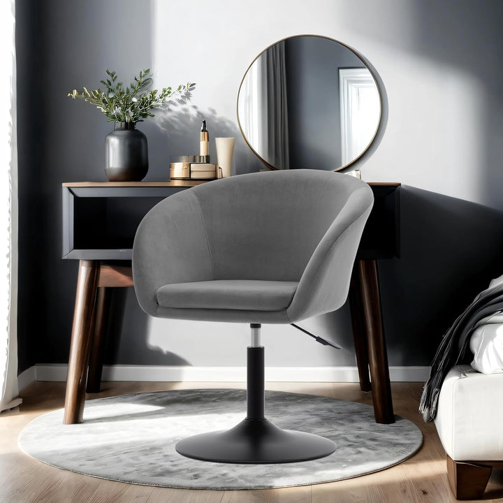 Duhome Schminkstuhl Höhenverstellbar, Lounge Sessel aus Samt Drehbar Cocktailsessel Drehstuhl mit Ar