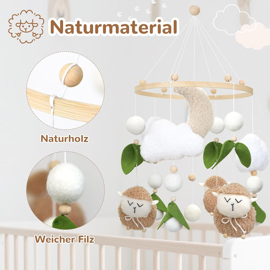 Baby Mobile Baby Windspiele, Babybett Mobile mit Drei Schaf, Mobile Wickeltisch Hängende Bettglocke,