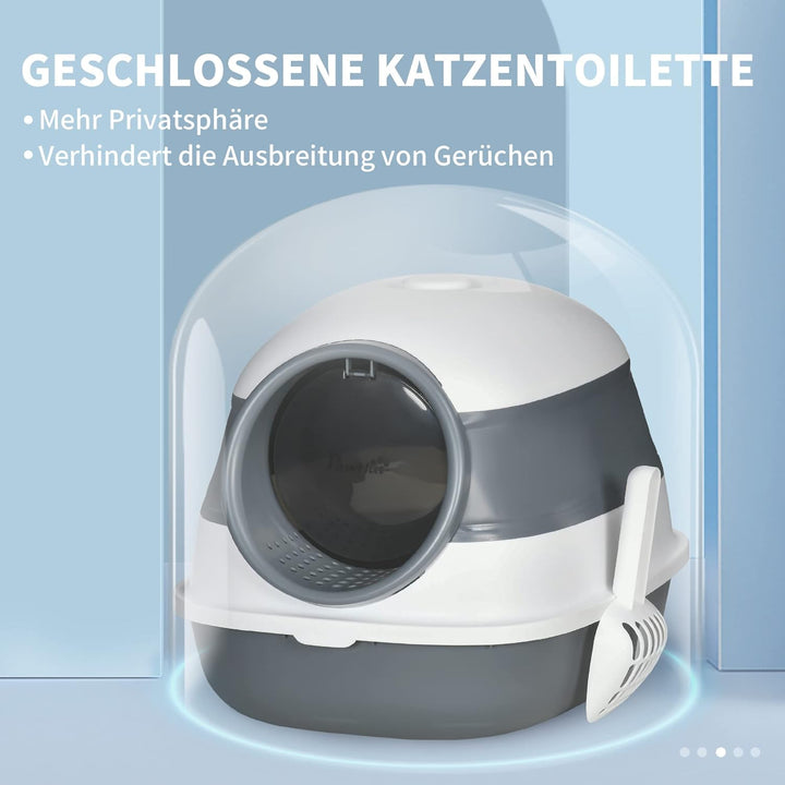 PawHut Katzentoilette mit Deckel, Katzenklo inkl. Deodorant, Bodengitter, Streuschaufel, Grosser Inn
