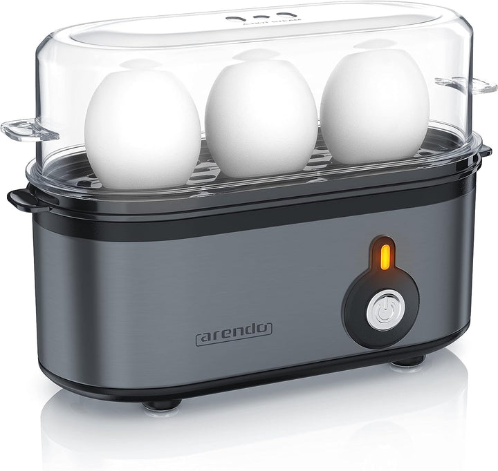 Arendo - Edelstahl Eierkocher Threecook - Egg Cooker - EIN AUS-Schalter - Wählbarer Härtegrad - 210