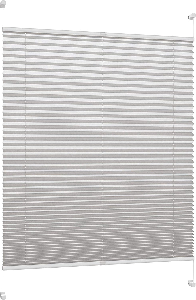 DécoProfi Plissee ohne Bohren Grau 70cm x 220cm (max. Gesamthöhe Fensterflügel) I Verspannte Plissee