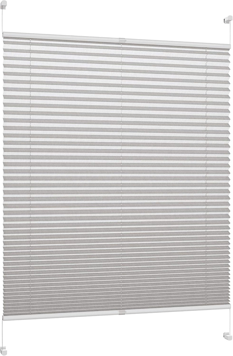 DécoProfi Plissee ohne Bohren Grau 50cm x 220cm (max. Gesamthöhe Fensterflügel) I Verspannte Plissee