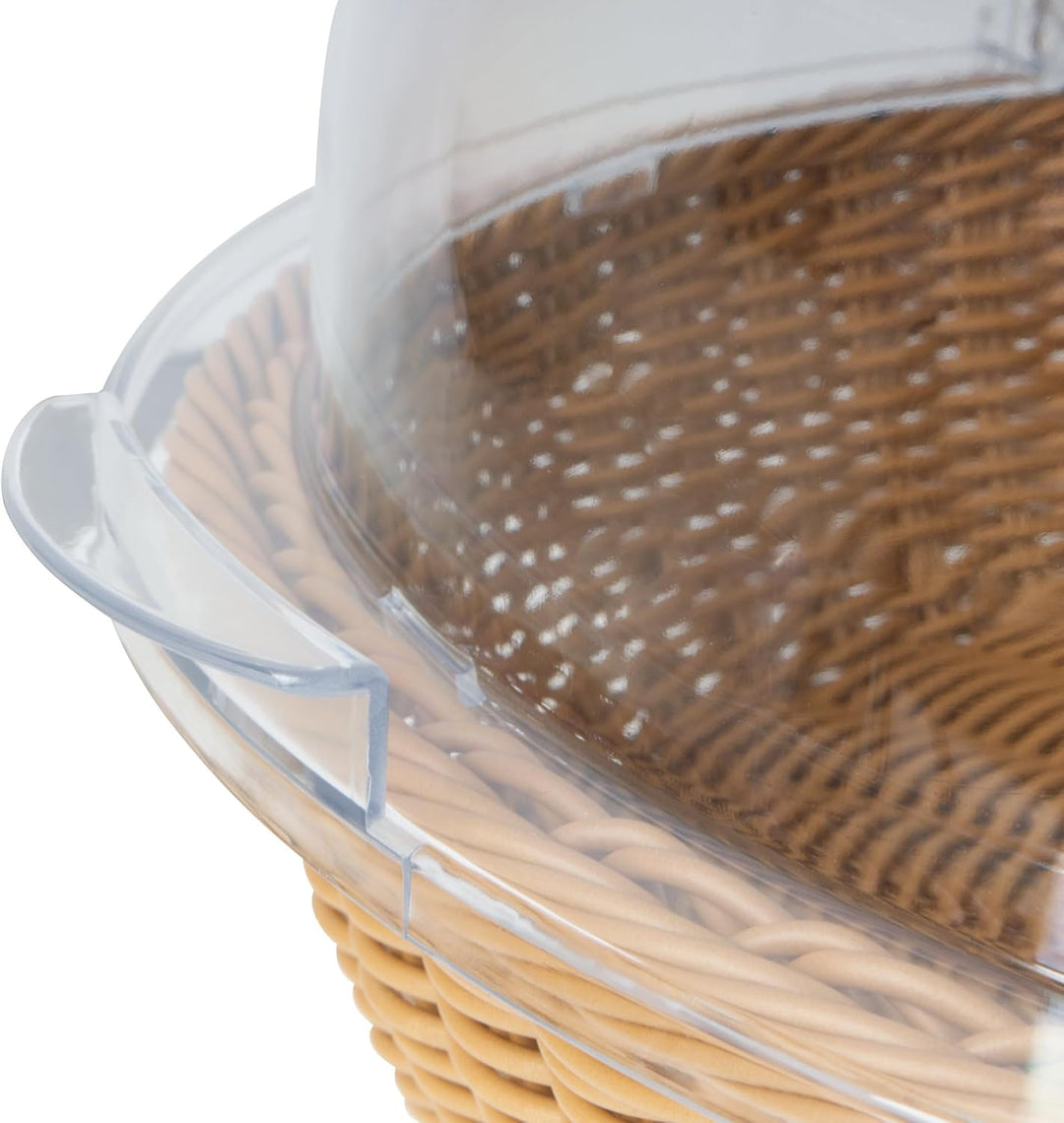 Mahlzeit Rattan Brotkorb mit Deckel | 42 x 39 x 29 cm | Rund | Brotkasten mit Sichtfenster, Brotkast