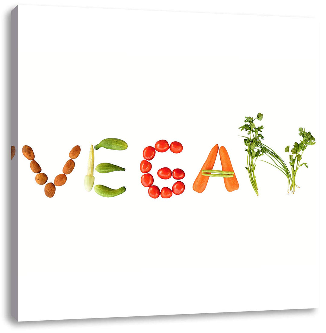 Pixxprint Vegan Gemüse, Format: 70x70 auf Leinwand, XXL riesige Bilder fertig gerahmt mit Keilrahmen