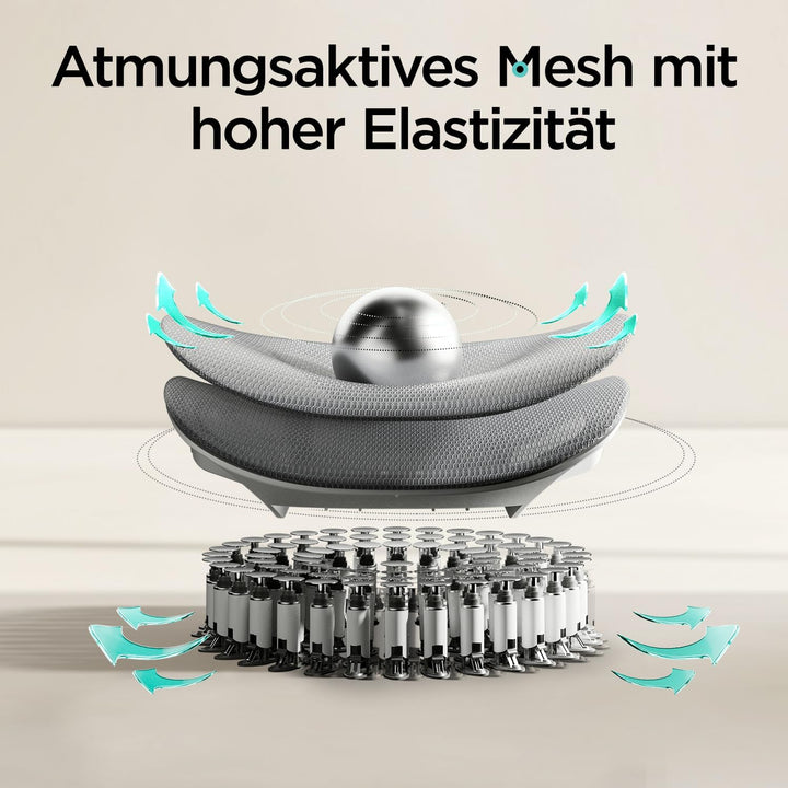 Hbada E3 Air Bürostuhl Ergonomisch, Schreibtischstuhl - mit 3-Zonen dynamischer Lendenwirbelstütze,