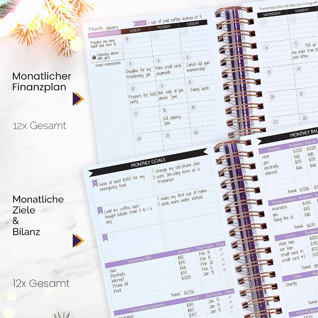 Finanzplaner &amp; Monatsplaner &amp; Monatsrechnung Organizer - 12 Monate Reise zur finanziellen Freiheit,