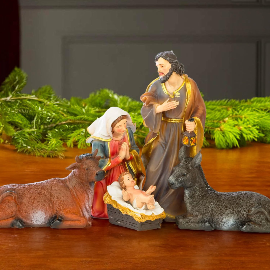 Avilia Krippenfiguren-Set aus Kunstharz, 11 Stück für Weihnachtskrippe, 20 cm, ideal als Weihnachtsd