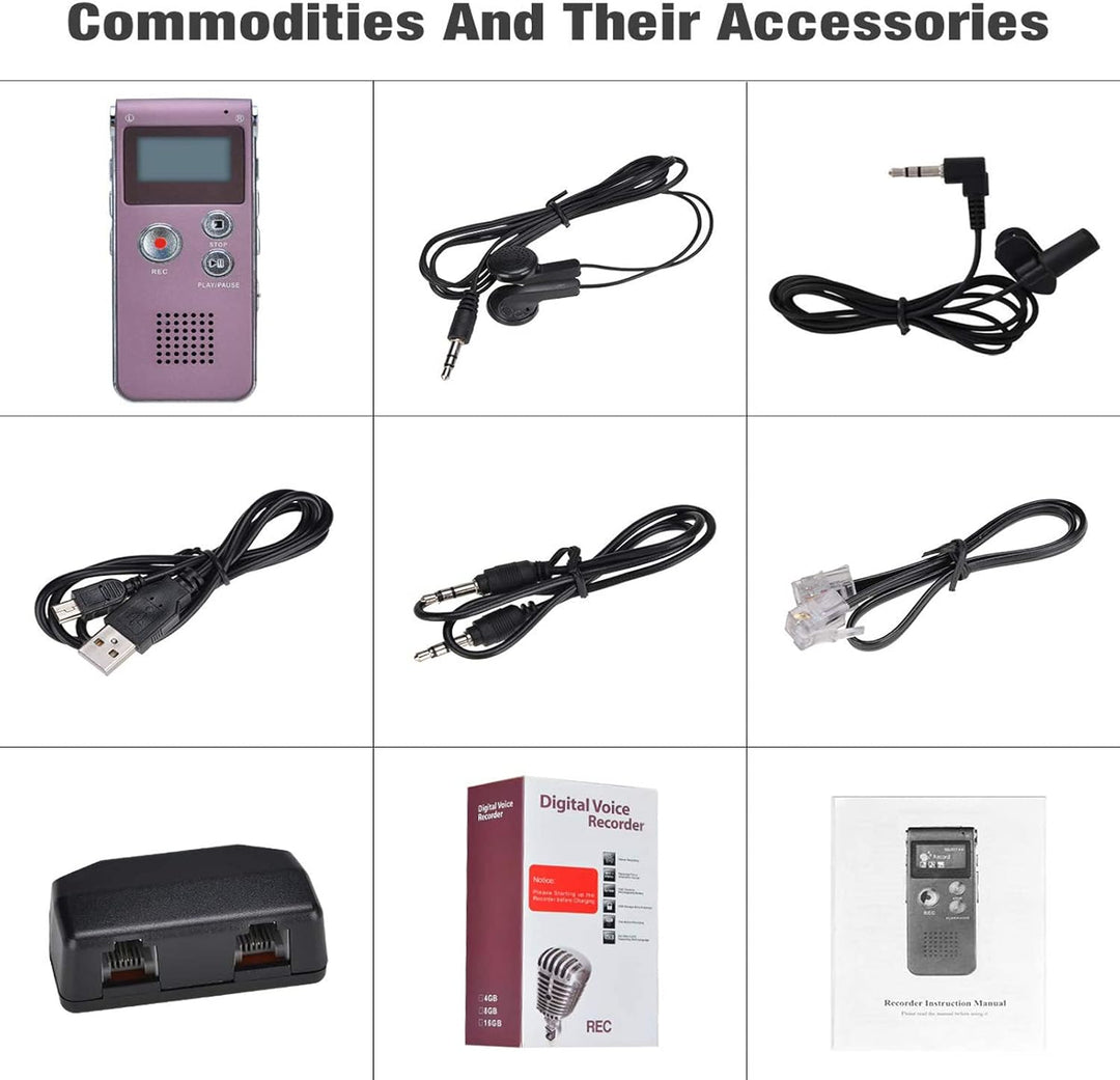 Lychee 8GB LCD Bildschirm Digitales Diktiergerät Aufnahmegerät Sprachaufnahme Audiorekorder Voice Re