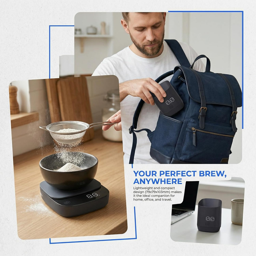 Kaffeewaage Espressowaage, Digitale Barista Waage Kaffee Feinwaage, Espresso Waage mit LED-Display,