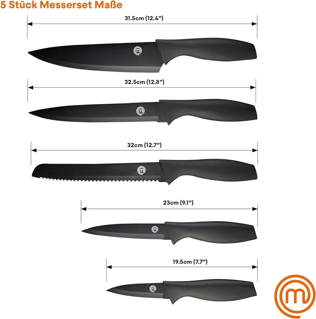 MasterChef Messerset, Küchenmesser Set ink. Kochmesser, Gemüsemesser, Schälmesser, Schneidemesser &