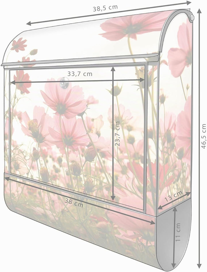 banjado® Design Briefkasten mit Motiv Schmuckkörbchen 39x47x14cm &amp; 2 Schlüssel - Briefkasten Stahl s